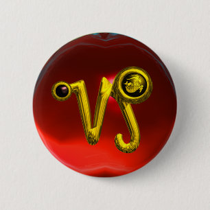 GOLD CAPRICORN/ZODIAC SIGN JEWEL RONDE BUTTON 5,7 CM