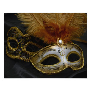 Gold Carnival Venetian Mask Masquerade Foto Afdruk