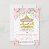 Gold carousel fille première invitation 1er annive (Devant)
