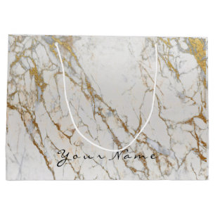 Gold Carrara Marble Metallic Gift Gray Silver VIP Groot Cadeauzakje