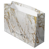 Gold Carrara Marble Metallic Gift Gray Silver VIP Groot Cadeauzakje (Achterkant Gekanteld)