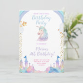 Gold Castle Unicorn Invitation Anniversaire (Debout devant)