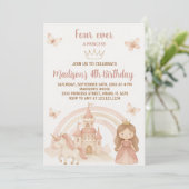 Gold Castle & Unicorn Party Invitation (Debout devant)