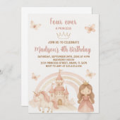 Gold Castle & Unicorn Party Invitation (Devant / Derrière)