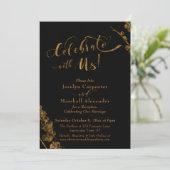 Gold "Celebrate with Us" w/ Botanische stoffen op Kaart (Staand voorkant)
