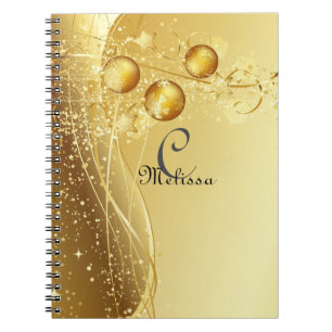 Gold Celebration Custom Monogram Name Notitieboek