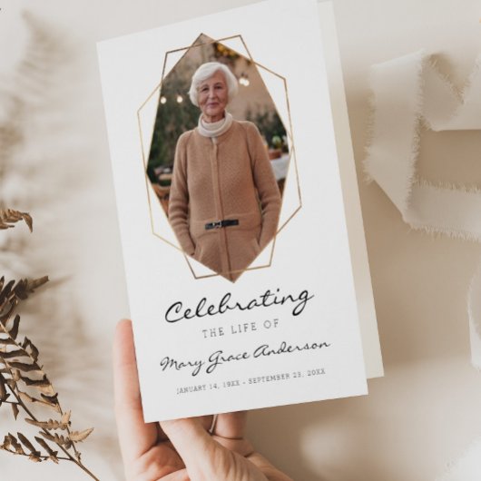 Gold Celebration of Life Funeral Folded Programme Flyer