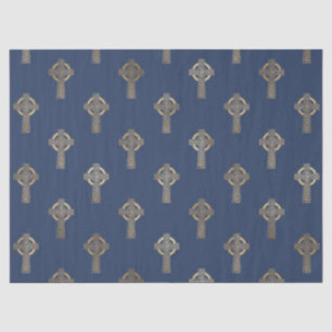 Gold Celtic Cross op Navy Blue-ontkoppeling Tissuepapier
