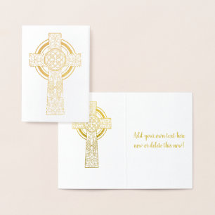 Gold Celtic Cross Religie Folie Kaarten