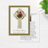 Gold Celtic Cross Rozen Funeral Prayer Kaart (Bureau)
