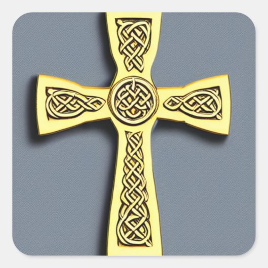 Gold Celtic Cross Sticker (Voorkant)