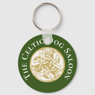 Gold Celtic Dog Trio Aangepast Sleutelhanger