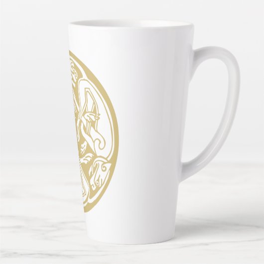 Gold Celtic Dog Trio Latte Mok (Rechts)