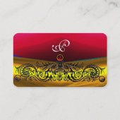 GOLD CELTIC DRAGONS RED RUBY GEM MONOGRAM, Pearl Visitekaartje (Achterkant)