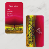 GOLD CELTIC DRAGONS RED RUBY GEM MONOGRAM, Pearl Visitekaartje (Voorkant / Achterkant)