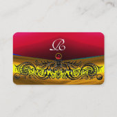 GOLD CELTIC DRAGONS ROOD RUBY GEMSTONE MONOGRAM VISITEKAARTJE (Achterkant)