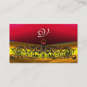 GOLD CELTIC DRAGONS ROOD RUBY GEMSTONE MONOGRAM VISITEKAARTJE (Achterkant)