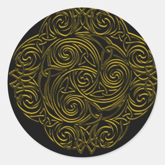Gold Celtic Emblem Ronde Sticker (Voorkant)