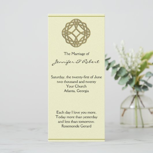 Gold Celtic Eternity Knot Wedding Program Programma (Staand voorkant)