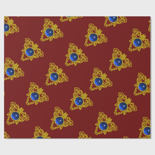 GOLD CELTIC HART, BLUE SAPPHIRE, Valentijnsdag Cadeaupapier (Vlak)