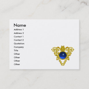 GOLD CELTIC HEART JEWEL BLUE SAPPHIRE GEMSTONE VISITEKAARTJE