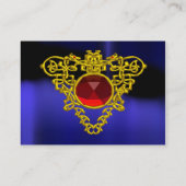 GOLD CELTIC HEART JEWEL, RED RUBY GEMSTONE Blue Visitekaartje (Achterkant)