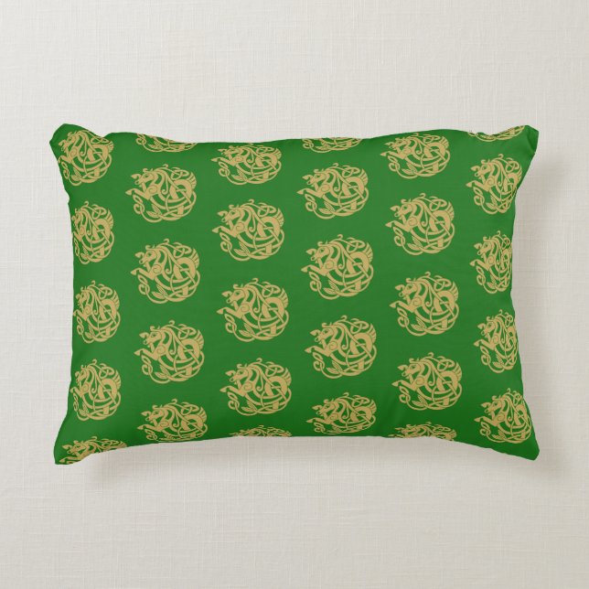 Gold Celtic Horse Pattern Accent Kussen (Voorkant)