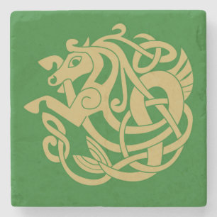 Gold Celtic Horse Pattern  Stenen Onderzetter