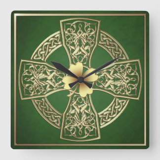 Gold Celtic Irish Square Clock Vierkante Klok
