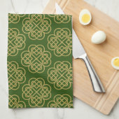 Gold Celtic Shamrock Pattern Theedoek (Quarter Fold)