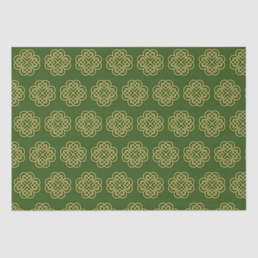 Gold Celtic Shamrock Pattern Tissuepapier (Voorkant)