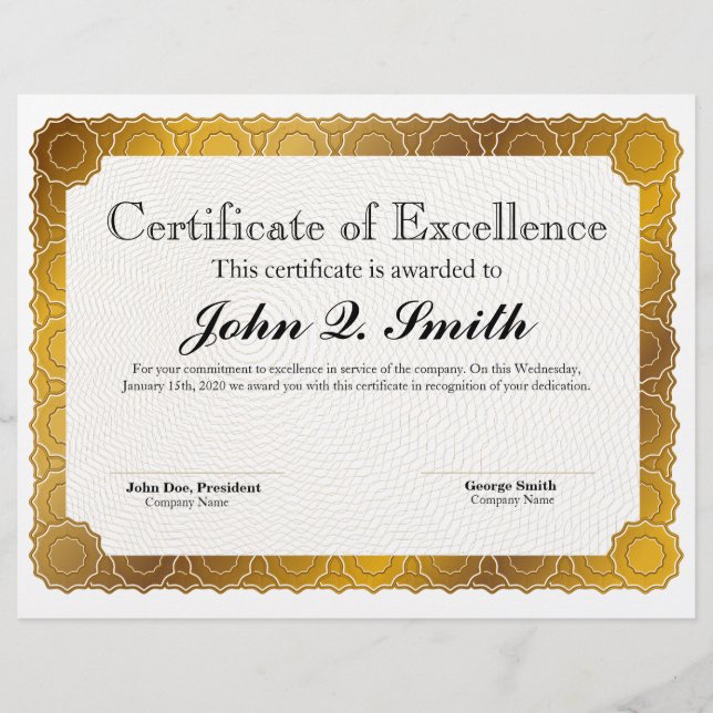 Gold Certificate Pattern Excellence Award (Voorkant)
