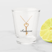 Gold Chain Heart Necklace Key Shot Glas (Voorkant)