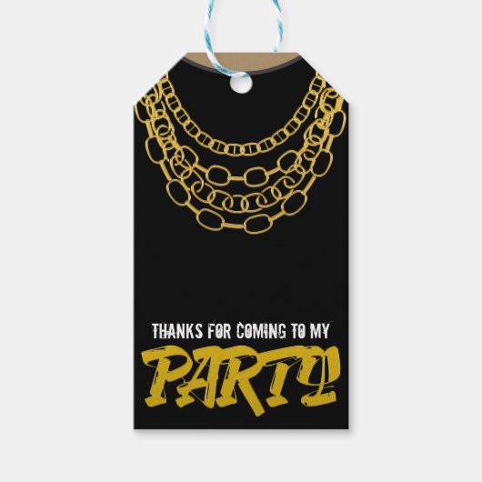 Gold Chains Black Hip Hop Dance Birthday Party Cadeaulabel (Voorkant)