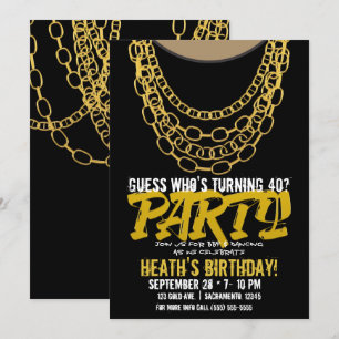 Gold Chains Black Hip Hop Dance Birthday Party Kaart
