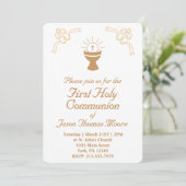 Gold Chalice First Holy Communion Invitation (Debout devant)