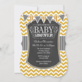 Gold Chalkboard Chevron Baby shower Invitation (Devant)
