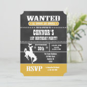 Gold Chalkboard Cowboy Invitation d'anniversaire (Debout devant)