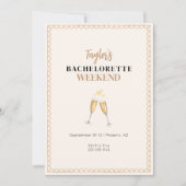 Gold Champagne Bachelorette Invitation du week-end (Devant)