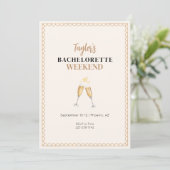 Gold Champagne Bachelorette Invitation du week-end (Debout devant)