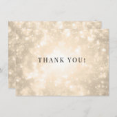 Gold Champagne Bokeh Mariage Merci Note (Devant / Derrière)