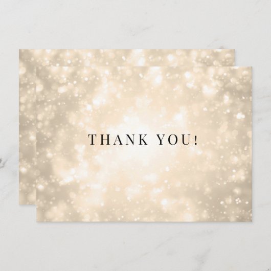 Gold Champagne Bokeh Mariage Merci Note (Devant / Derrière)