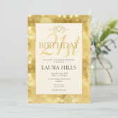 Gold Champagne Bubbles 21ste verjaardag Uitnodigin Kaart (Staand voorkant)