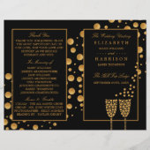 Gold Champagne Bubbles BlackGold Wedding Programme (Devant)