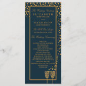 Gold Champagne Bubbles - Blue & Gold - Weddenschap Programma (Voorkant)