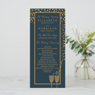 Gold Champagne Bubbles - Blue & Gold - Weddenschap Programma