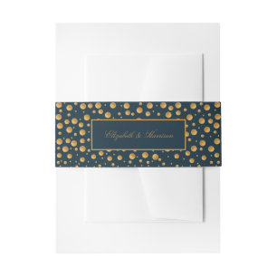 Gold Champagne Bubbles - Blue & Gold - Weddenschap Uitnodigingen Wikkel
