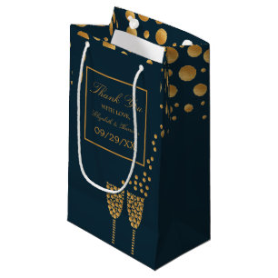 Gold Champagne Bubbles, Blue & Gold Wedding Klein Cadeauzakje