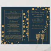 Gold Champagne Bubbles Blue/Gold Wedding Programme (Devant)