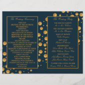 Gold Champagne Bubbles Blue/Gold Wedding Programme (Dos)